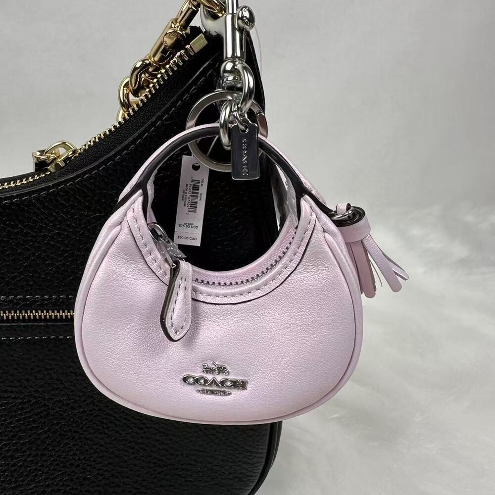 Coach Mini Carmen Bag Charm In Pearlized leather/Silver/Pink CBL92 NWT - Picture 6 of 7